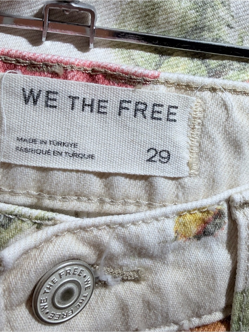 We The Free Cream Vegetable-Print Wide Leg Jeans - Picture 5 of 7